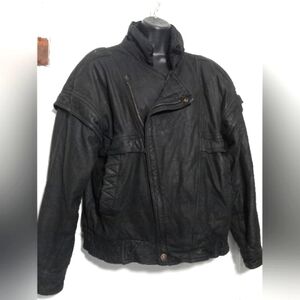 Pelle Moda men's L large black leather motorcycle jacket vintage Y2K 90's moto
